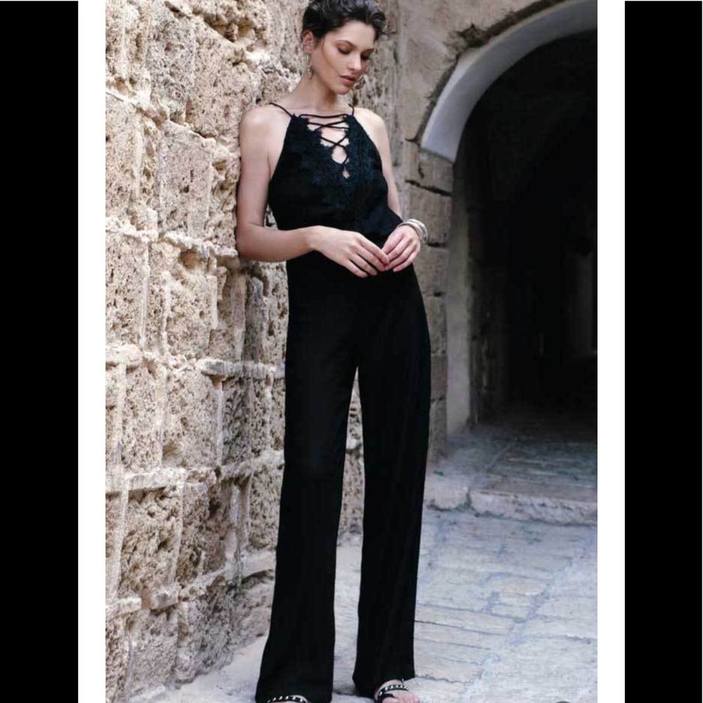 Elan lace up black jumpsuit size 0 NWTS